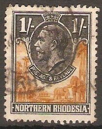 Northern Rhodesia 1925 1s Yellow-brown and black. SG10.